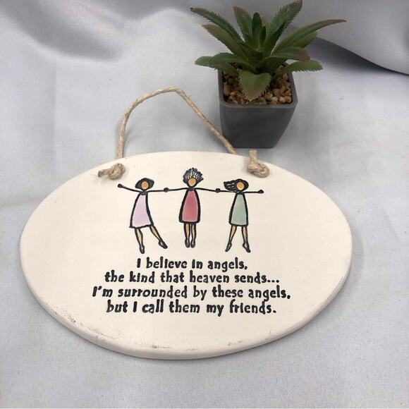 Best Friends August Ceramics Decorative Hanging Wall Plaque - Picture 13 of 13